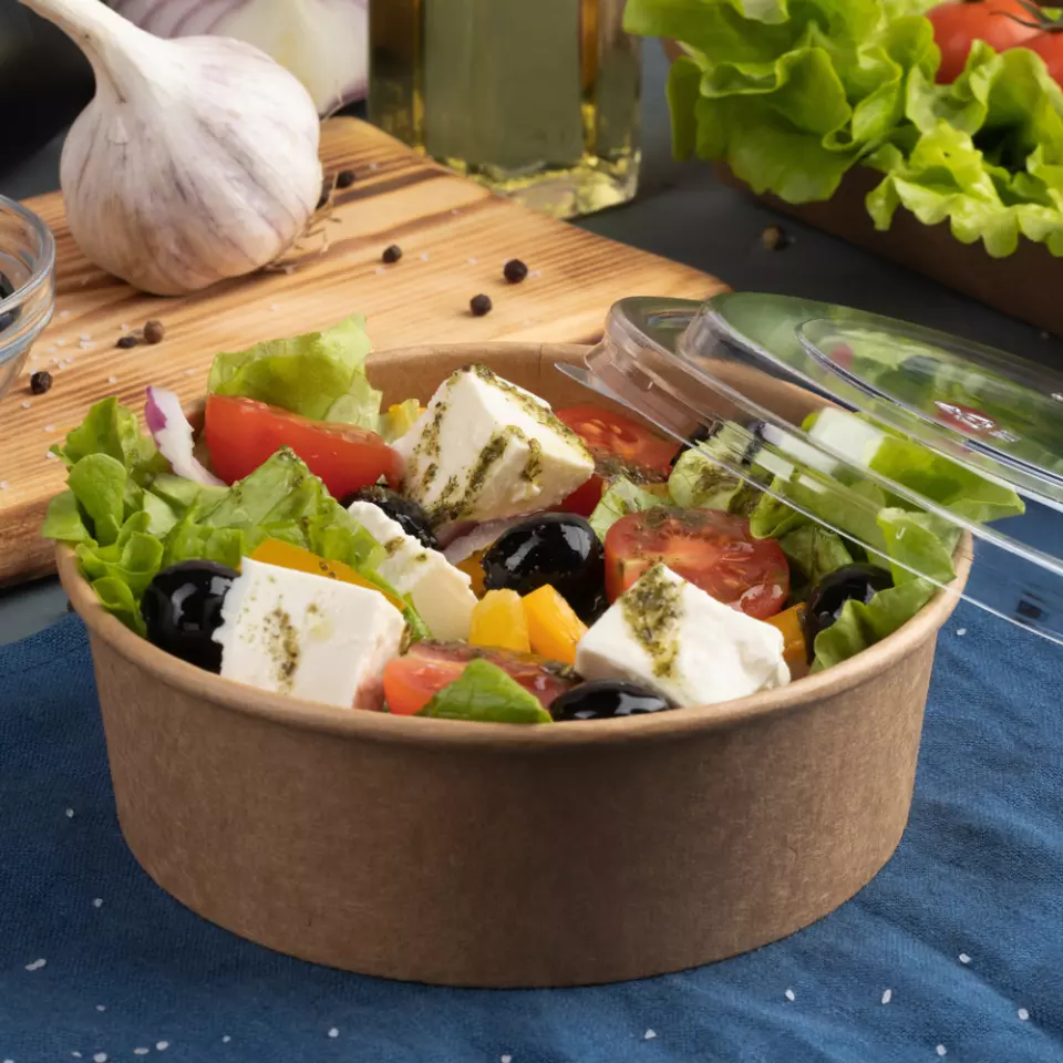 NATUREStar 416100, Caesar Organic Kraft Paper/PLA Salad Bowls, 1000 ml, Ø 150 mm, image 2, gallery thumbnail