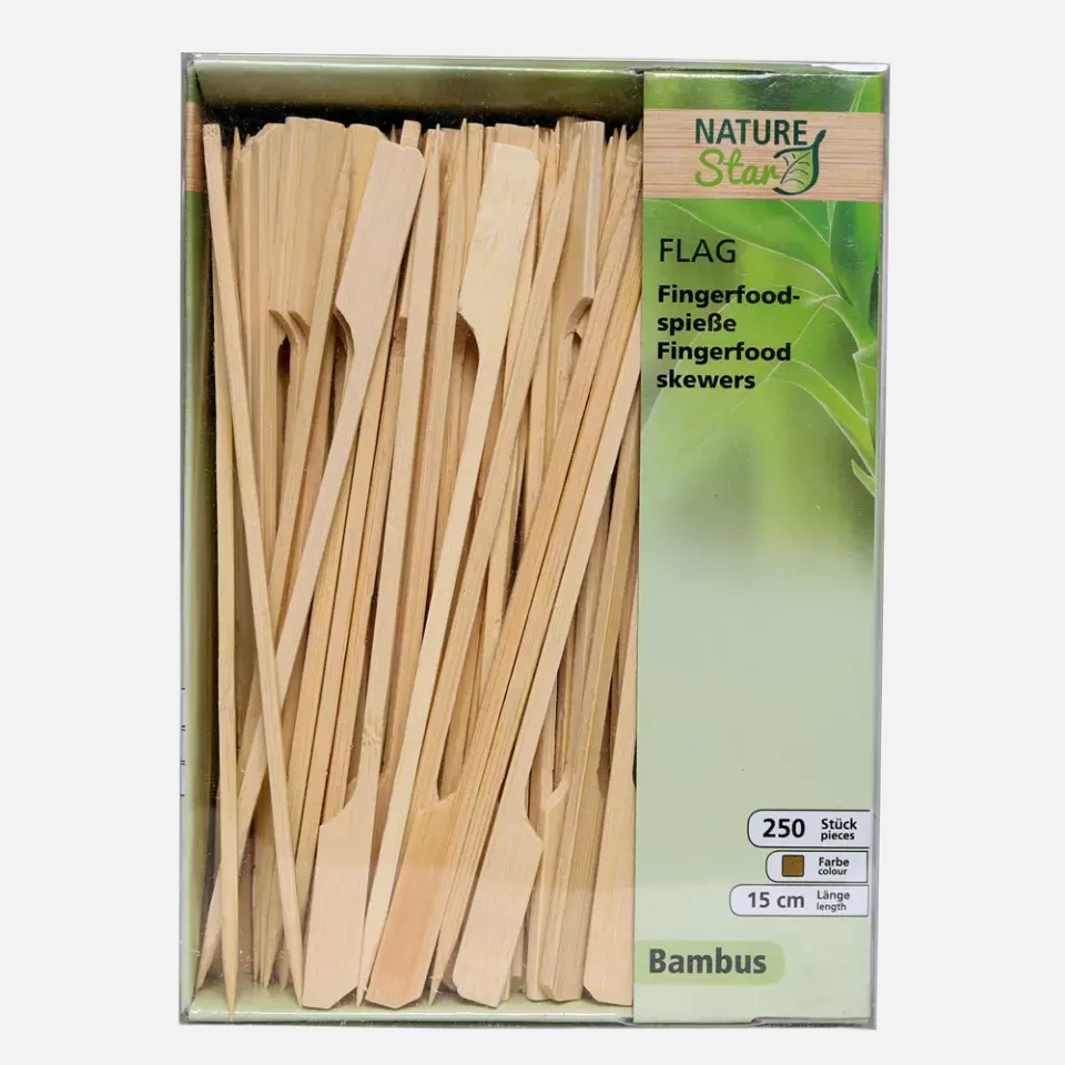 NATUREStar 38951, Flag Organic Bamboo Fingerfood Skewers, 70 mm, Natural, image 1, gallery thumbnail