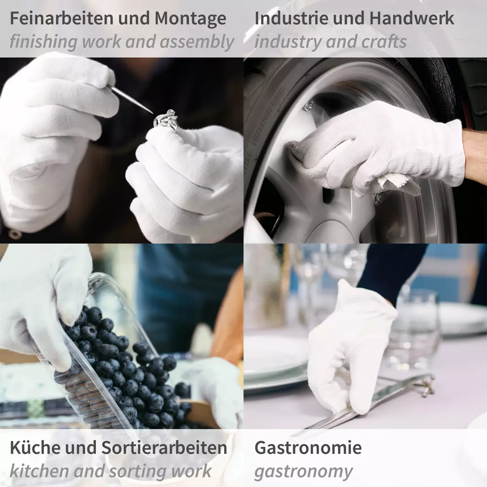 HygoStar 2710, Blanc Cotton Gloves, 11/XXL, White, image 5