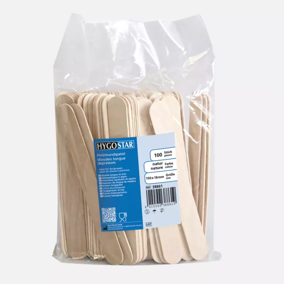 HygoStar 38861, Organic Wooden Tongue Depressors, 150 mm x 18 mm x 1.5 mm, image 2, gallery thumbnail