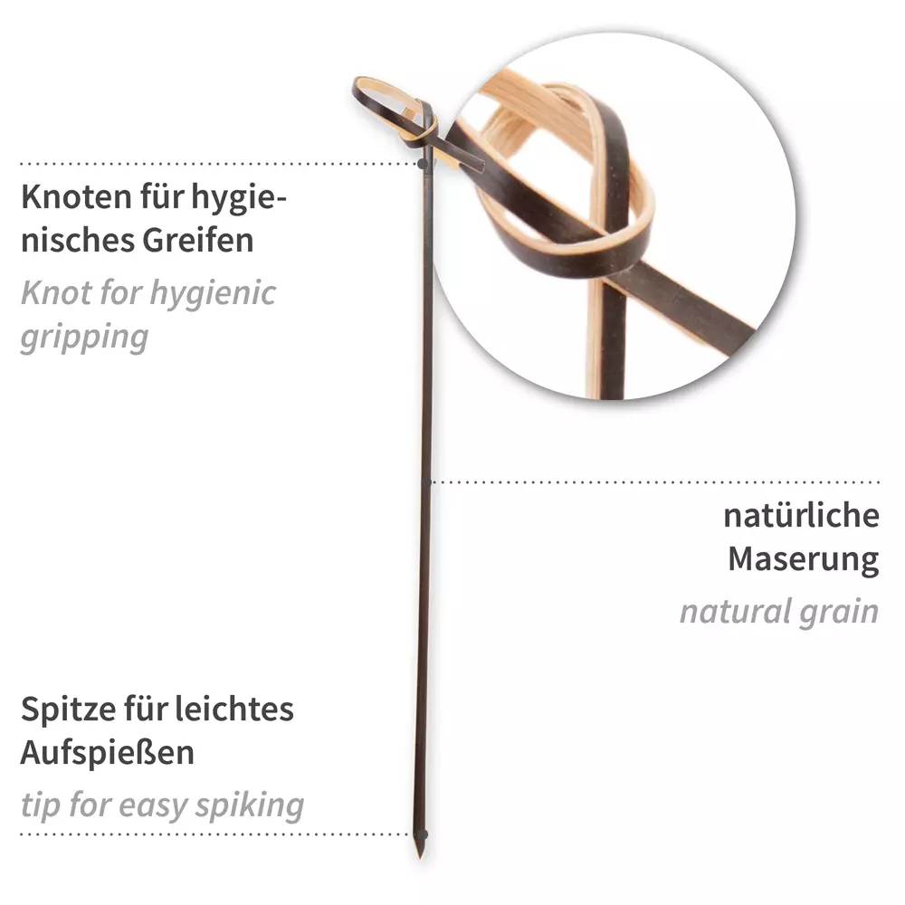 NATUREStar 38959, Organic Bamboo Fingerfood Skewers, Loop, 180 mm, Black, image 2