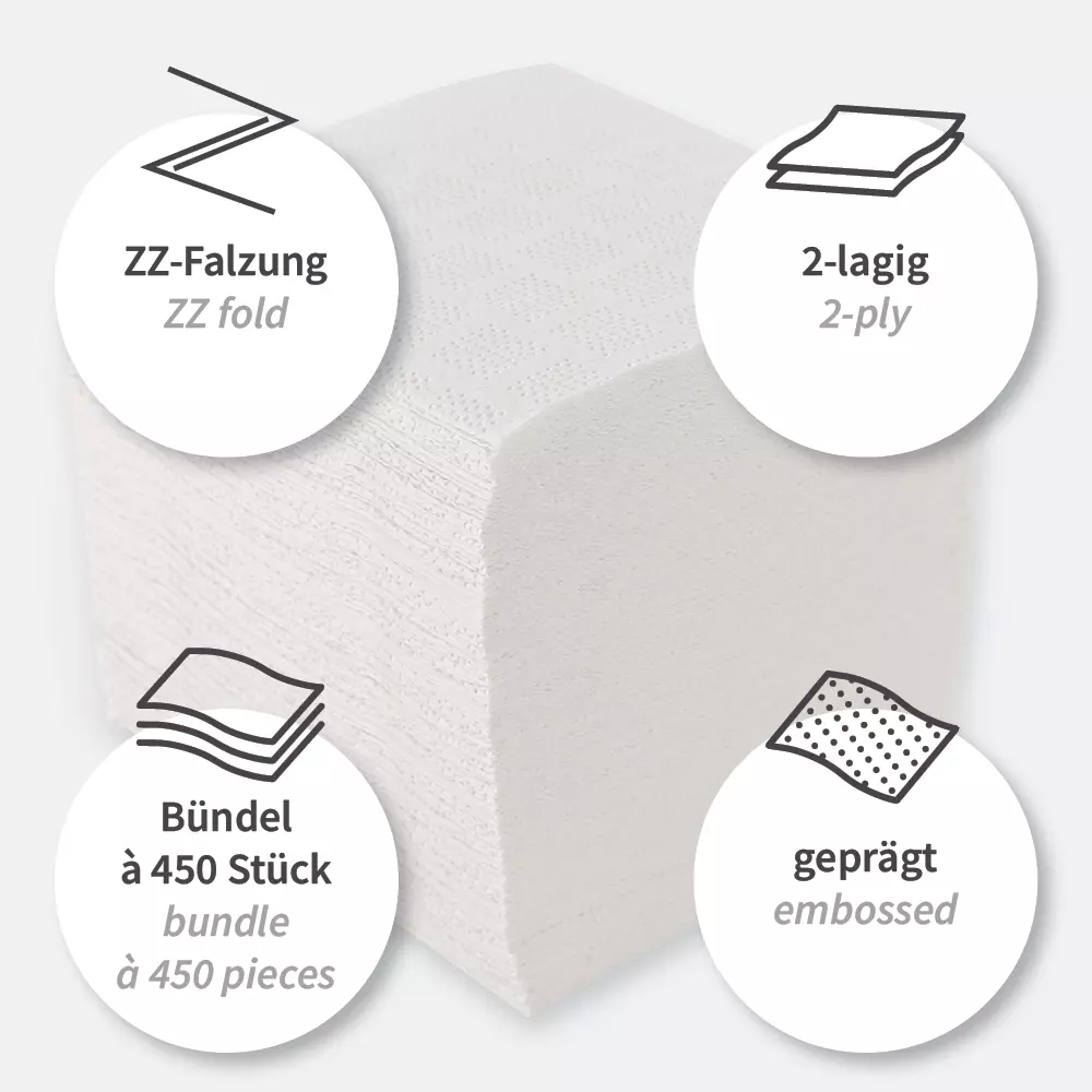 HygoClean 30427, 2-lagiges Interfold Zellstoff-Toilettenpapier, Einzelblatt, Weiß, FSC®-Mix, image 7
