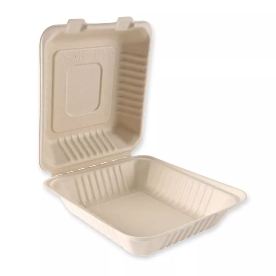 NATUREStar 412225, Organic Bagasse Menu Boxes with Hinged Lid, image 2, gallery thumbnail