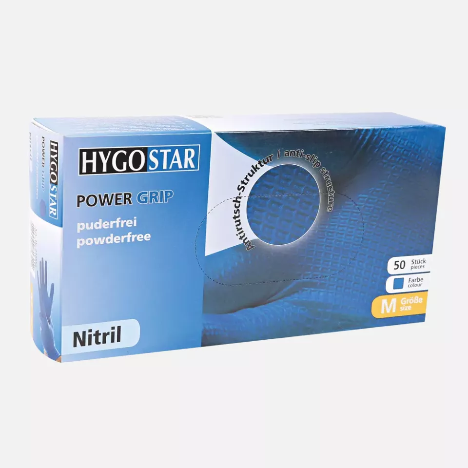 HygoStar 270826, Power Grip Powder-Free Nitrile Gloves, 11/XXL, Blue, image 3, gallery thumbnail