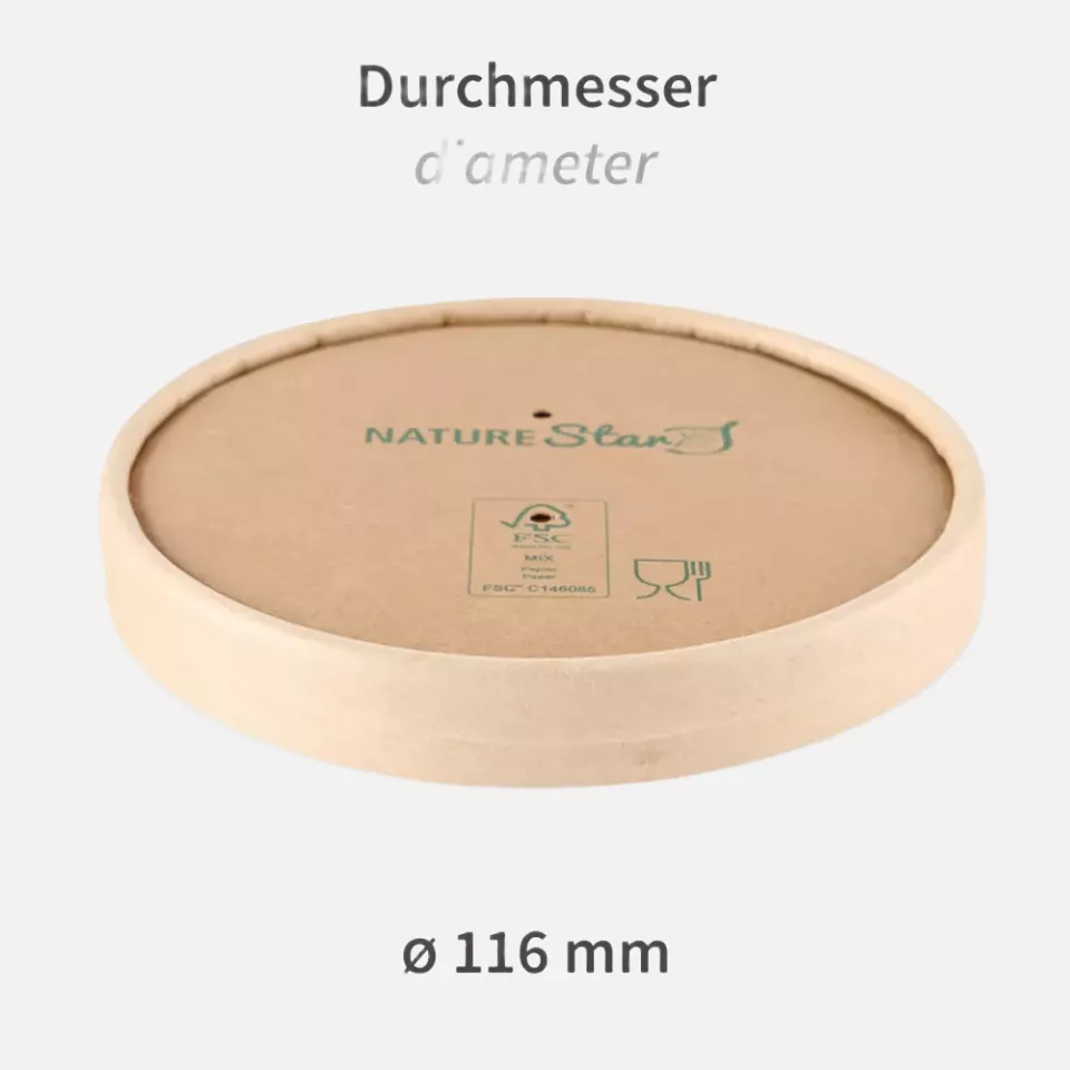 NATUREStar 417212, Minestrone Organic Lids, ø 116 mm, kraft paper/PE, FSC®-mix, image 2, gallery thumbnail