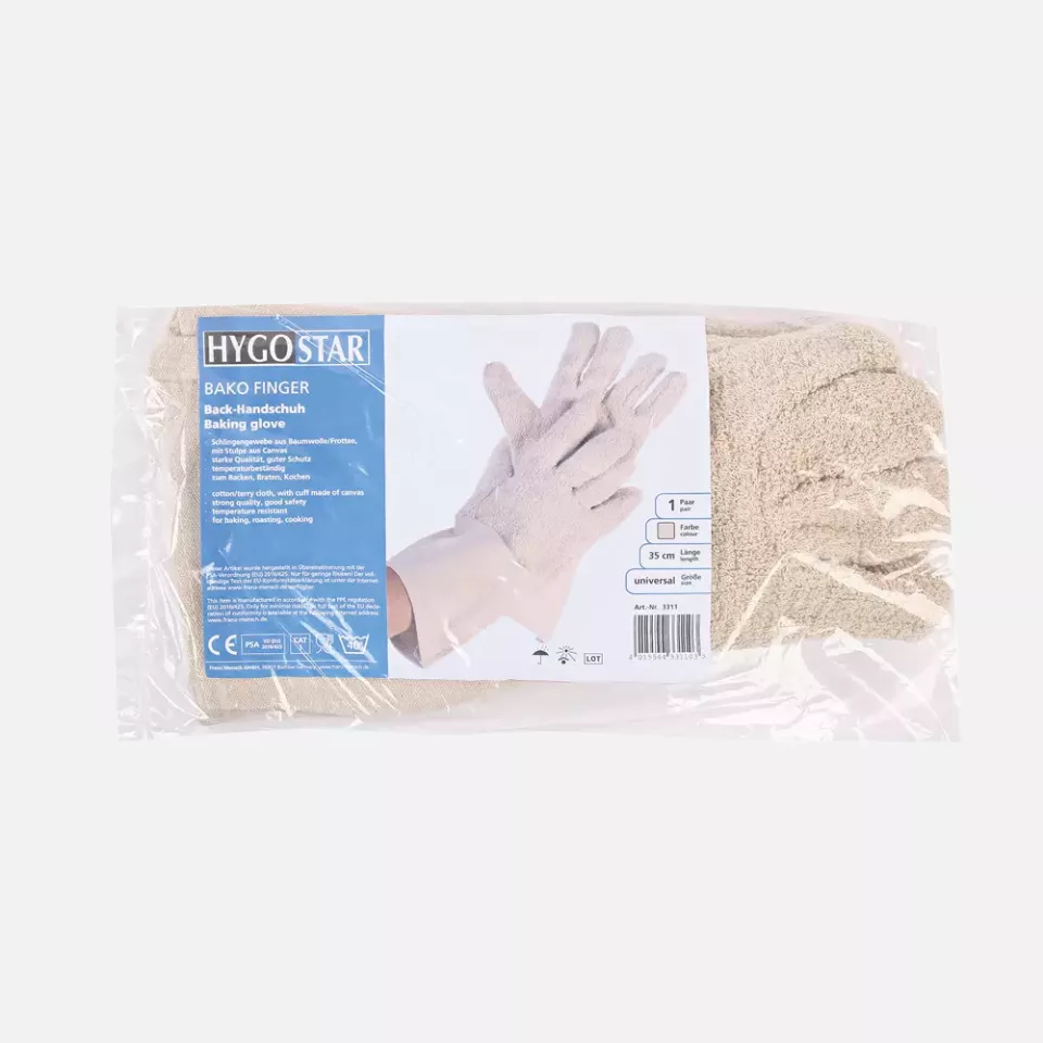 HygoStar 3311, Bako Finger Cotton Oven Gloves, 35 cm, Natural, image 2, gallery thumbnail