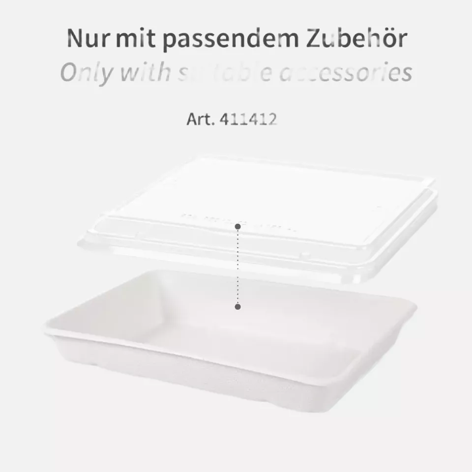 NATUREStar 411440, Classico Organic Rectangular Bagasse Trays, 230 x 156 x 31 mm, 900 ml, image 5, gallery thumbnail