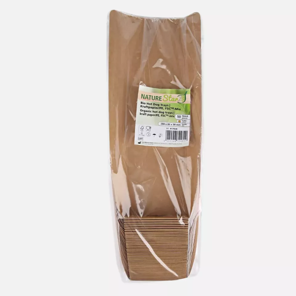 NATUREStar 417028, Organic Kraft Paper/PE Hot Dog Trays, 280 x 80 x 30 mm, FSC®-Mix, image 5, gallery thumbnail