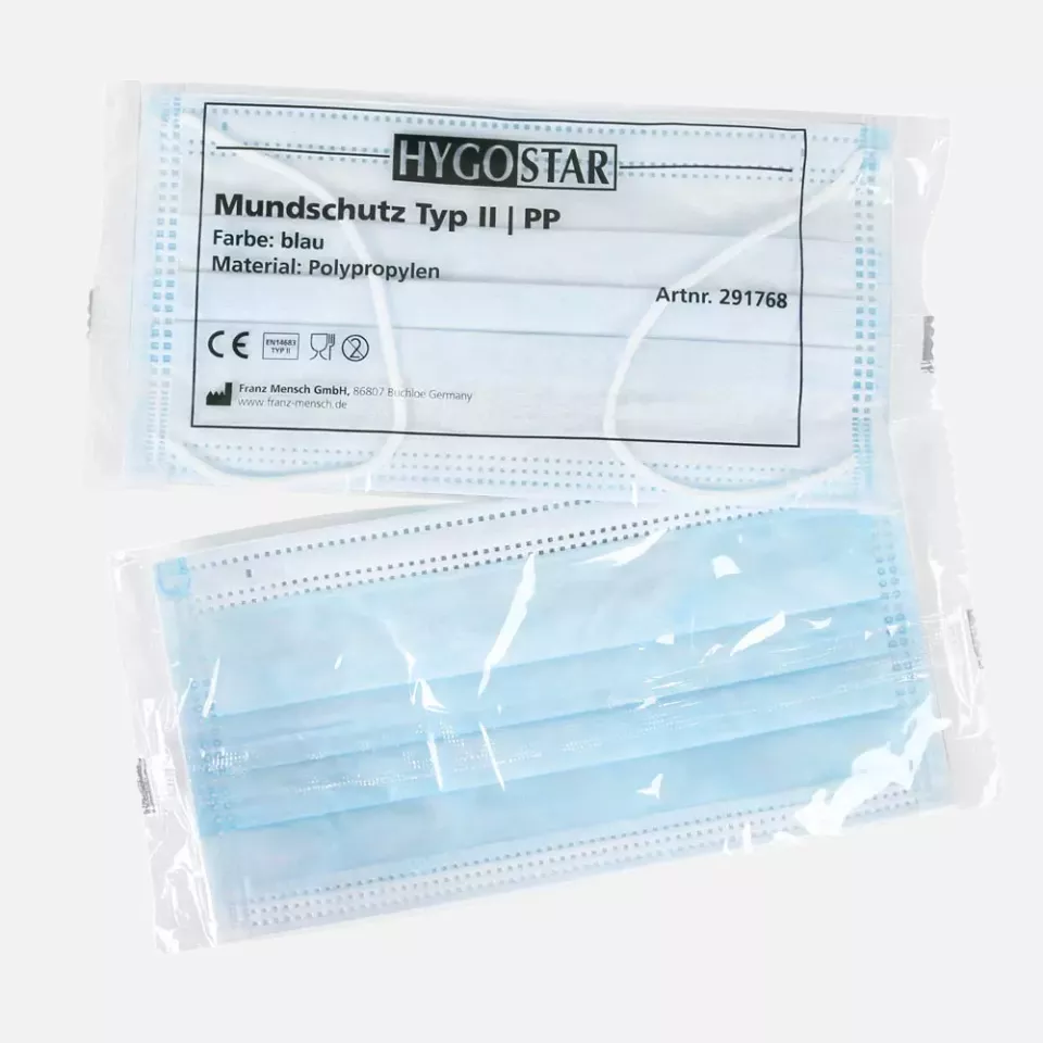 HygoStar 291768, Type II 3-Ply PP Face Masks, Blue, Individually Packed, image 4, gallery thumbnail