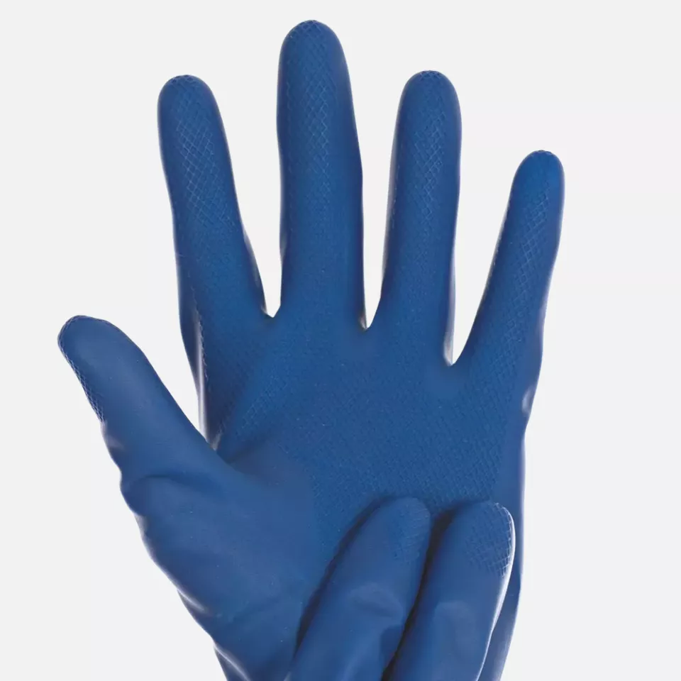 Franz Mensch 259561, Smooth Blue Latex Chemical Protection Gloves, image 2, gallery thumbnail