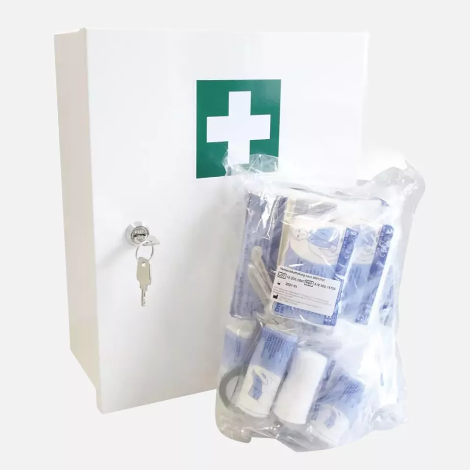 Franz Mensch 50100, Basic Metal First Aid Cabinet, DIN 13157, image 1, gallery thumbnail