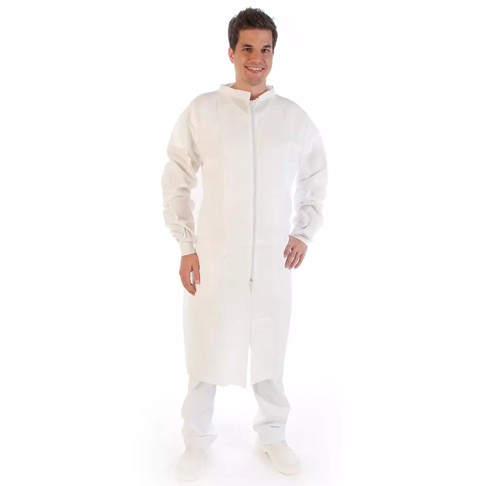 Hygostar 27401, SMS Zipper Visitor Gowns, XL, White, image 1