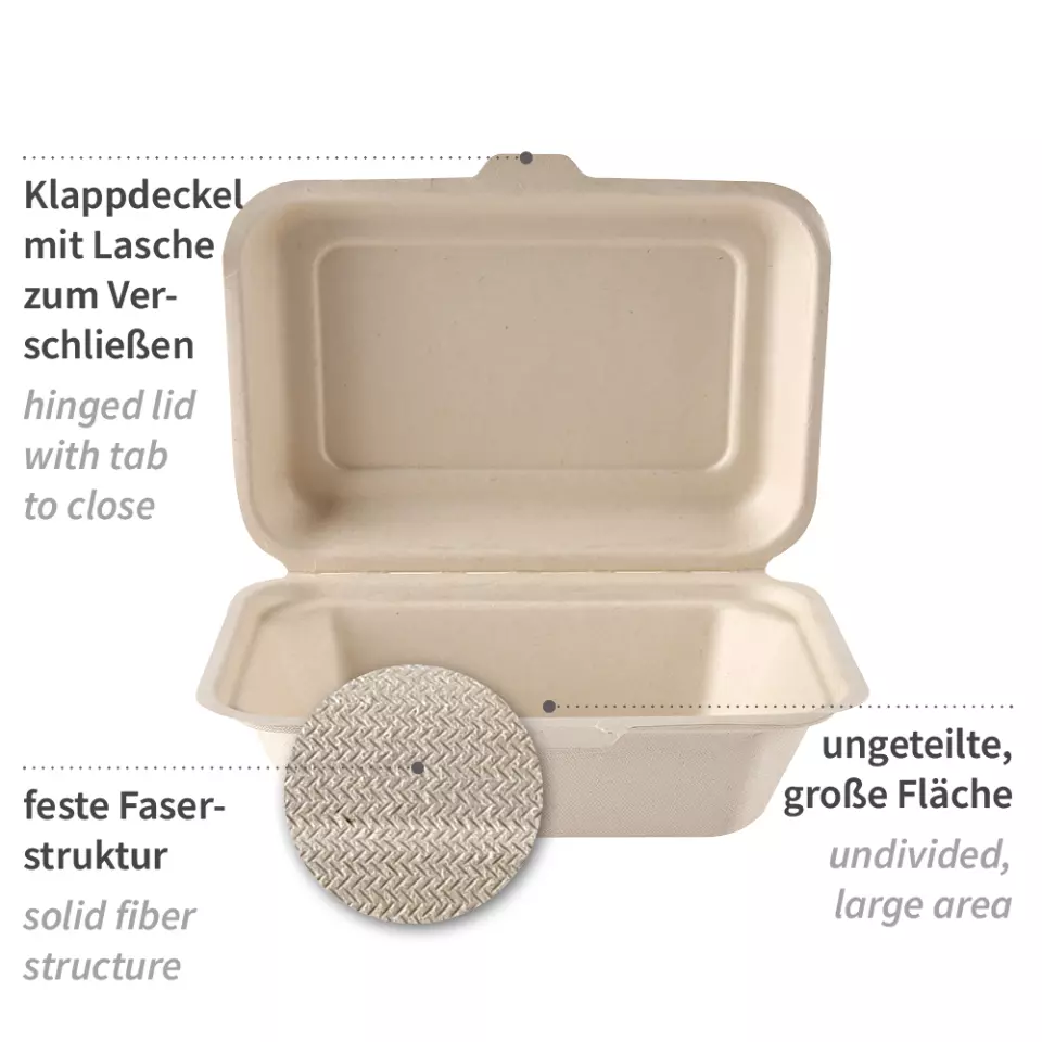NATUREStar 412175, Organic Bagasse Menu Boxes with Hinged Lid, image 4, gallery thumbnail