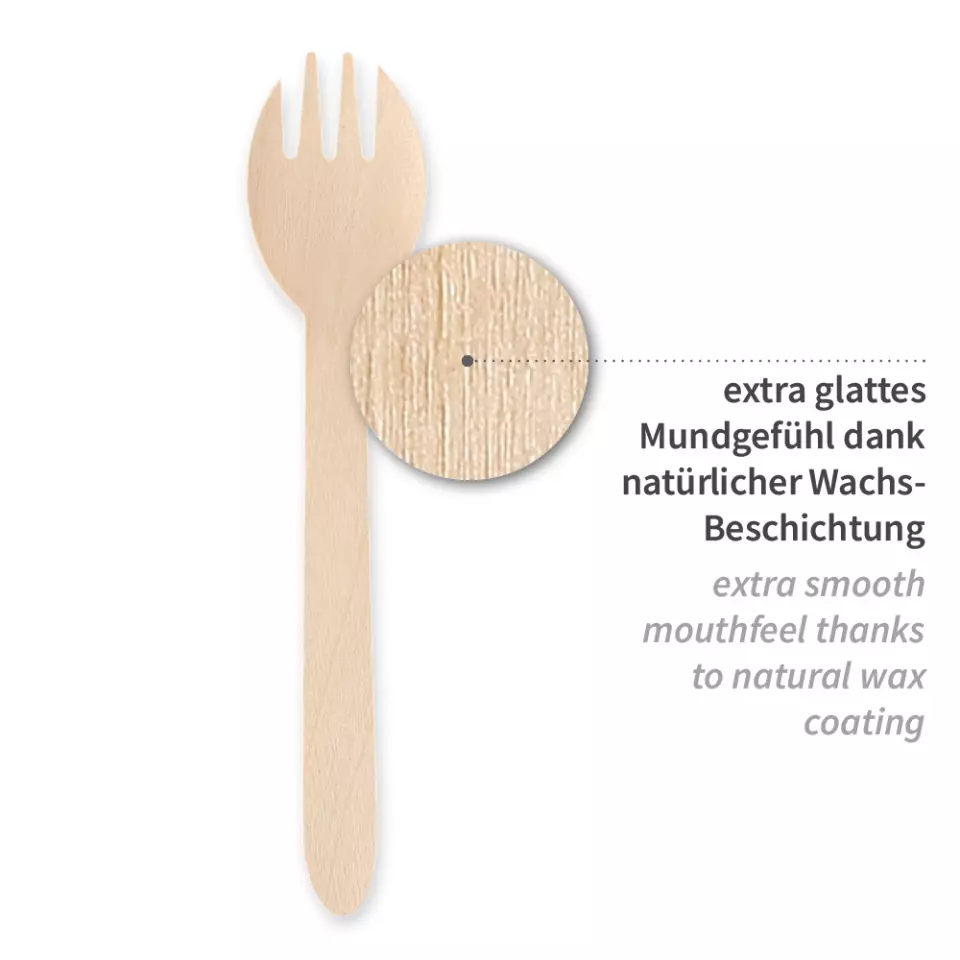 NATUREStar 388596, Organic Wood Sporks, 158 mm, FSC® 100%, Wax Coated, image 2, gallery thumbnail