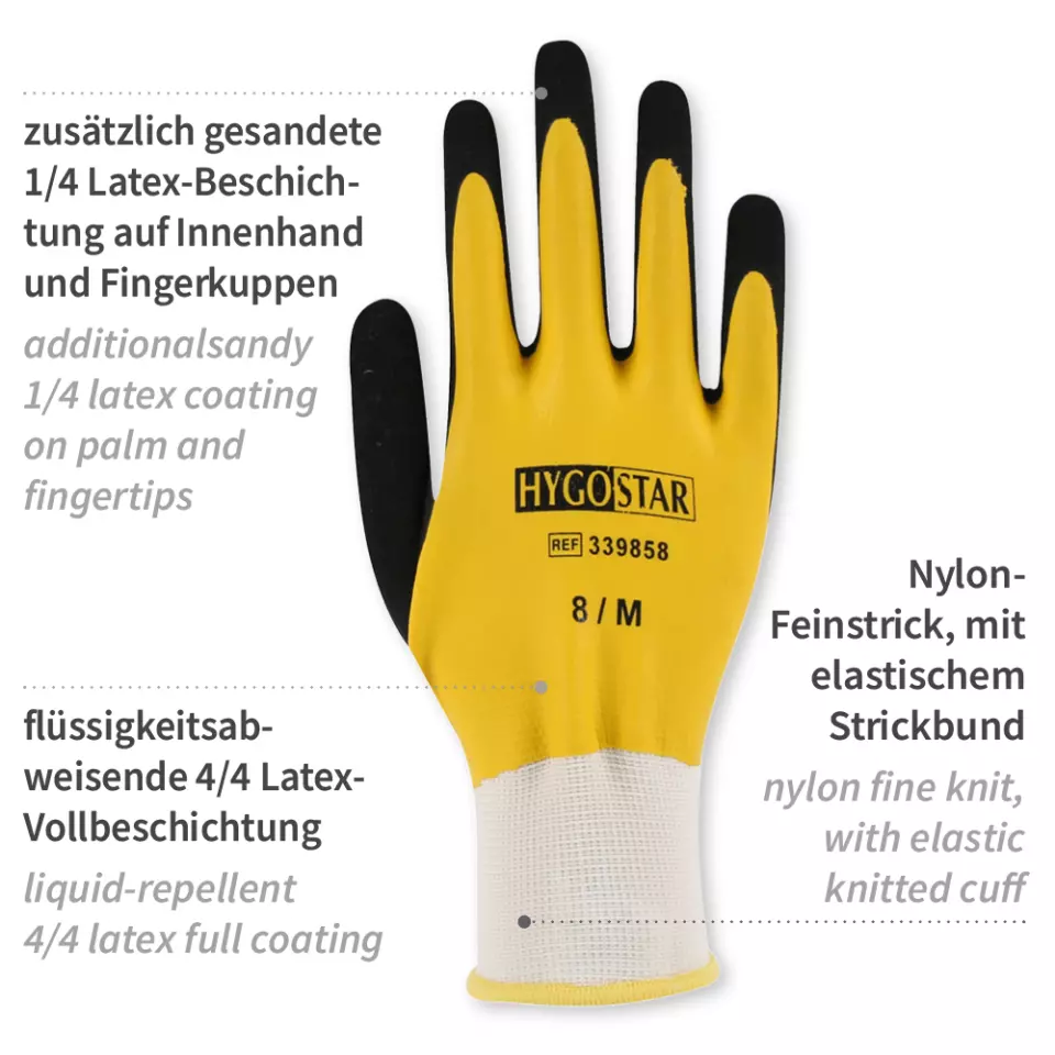 HygoStar 339838, Wet Protect Latex Coated Fine Knit Gloves, image 2, gallery thumbnail