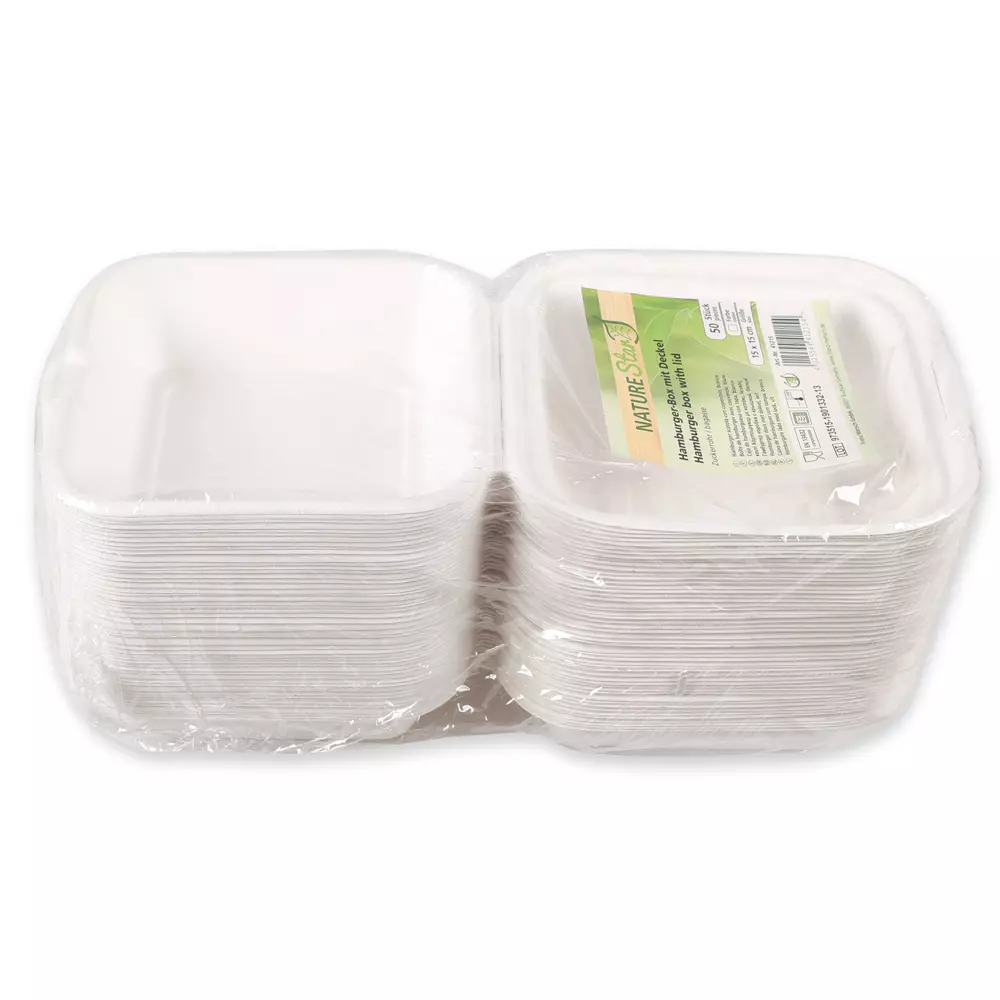 NATUREStar 41215, Organic Hinged Lid Bagasse Hamburger Boxes, 150 x 85 mm, image 6