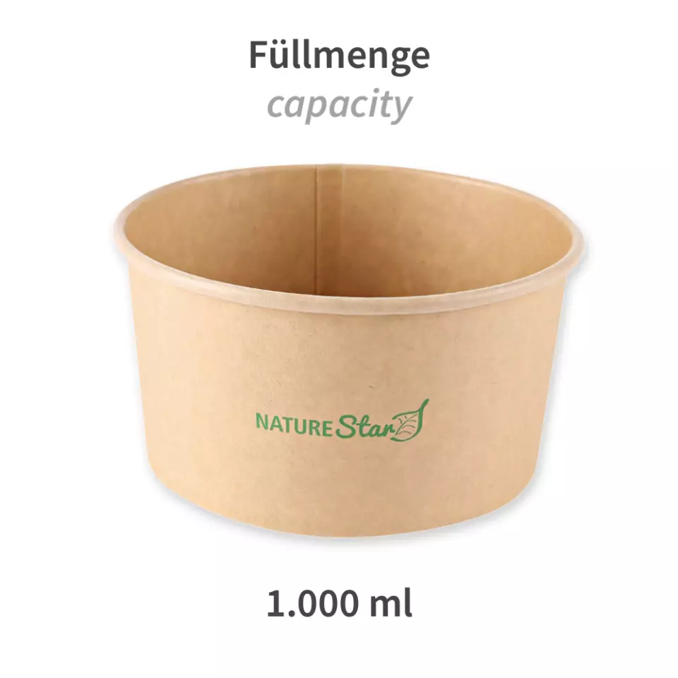 NATUREStar 416100, Caesar Organic Kraft Paper/PLA Salad Bowls, 1000 ml, Ø 150 mm, image 3, gallery thumbnail