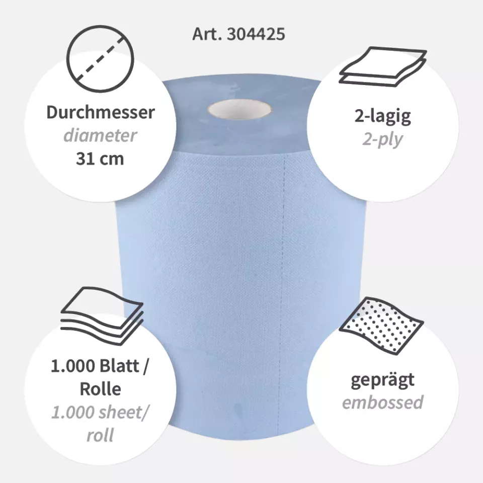HygoClean 304425, Allfood 2-Ply Cellulose Mix Cleaning Papers, Blue, image 3, gallery thumbnail