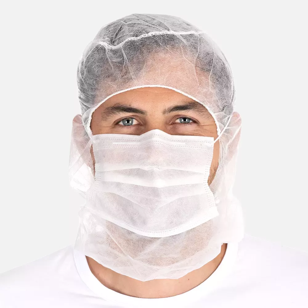 HygoNorm 132019, Astro Eco Caps with 2-Ply Face Mask, PP, White, image 2