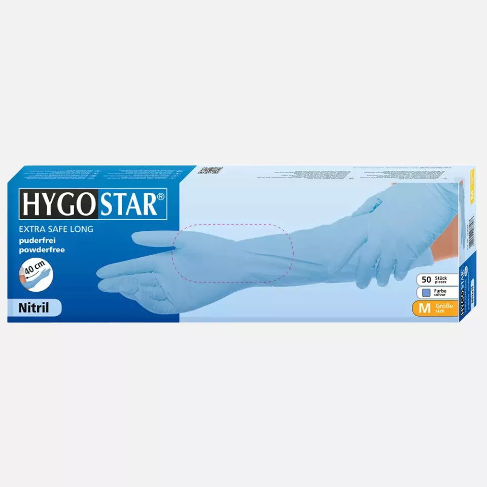 HygoStar 270031, Extra Safe Superlong Nitrile Gloves, Powder-free, image 3, gallery thumbnail