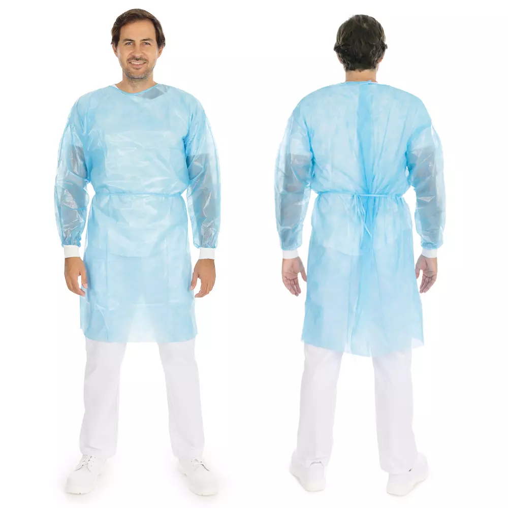 HygoNorm 277710, Light PP/PE Gowns, Partly Laminated, Velcro, XL, Blue, image 2