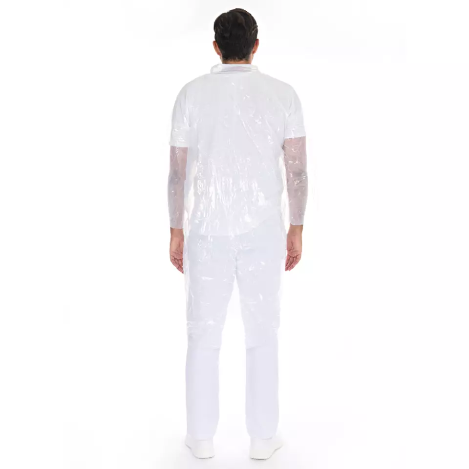 HygoNorm 27329, PE Light Visitor Gowns, Push Buttons, White, image 3, gallery thumbnail