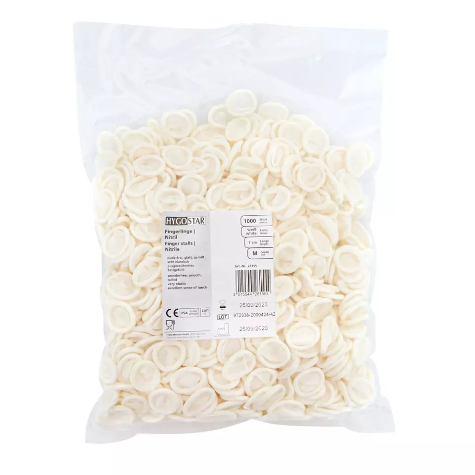 Hygostar 26105, Powder-Free Nitrile Finger Cots, 10/XL, White, image 2, gallery thumbnail