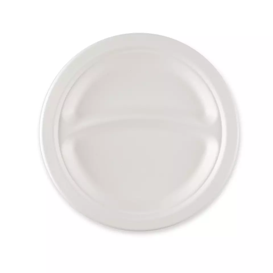 NATUREStar 41021, Organic Menu Plates, Ø 229 mm, Round, 2-Compartments, Bagasse, image 1, gallery thumbnail