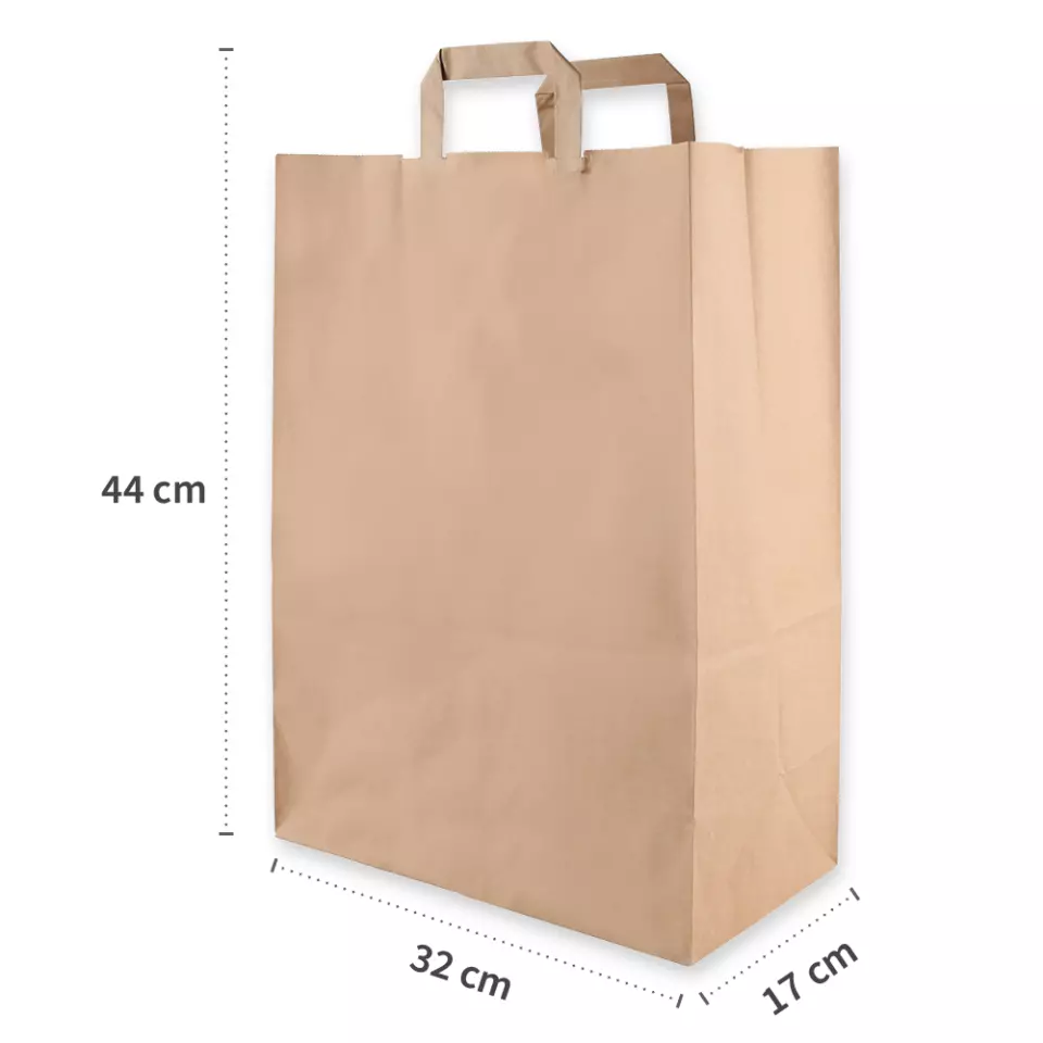 NATUREStar 35564, Kraft Organic Paper Carrier Bags, 320 + 170 x 440 mm, Brown, image 5, gallery thumbnail