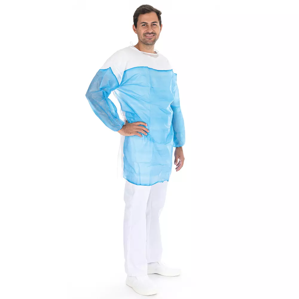 HygoStar 27976, Duo PP/PE Kittel, ohne Perforation, XL, Weiß/Blau, image 2