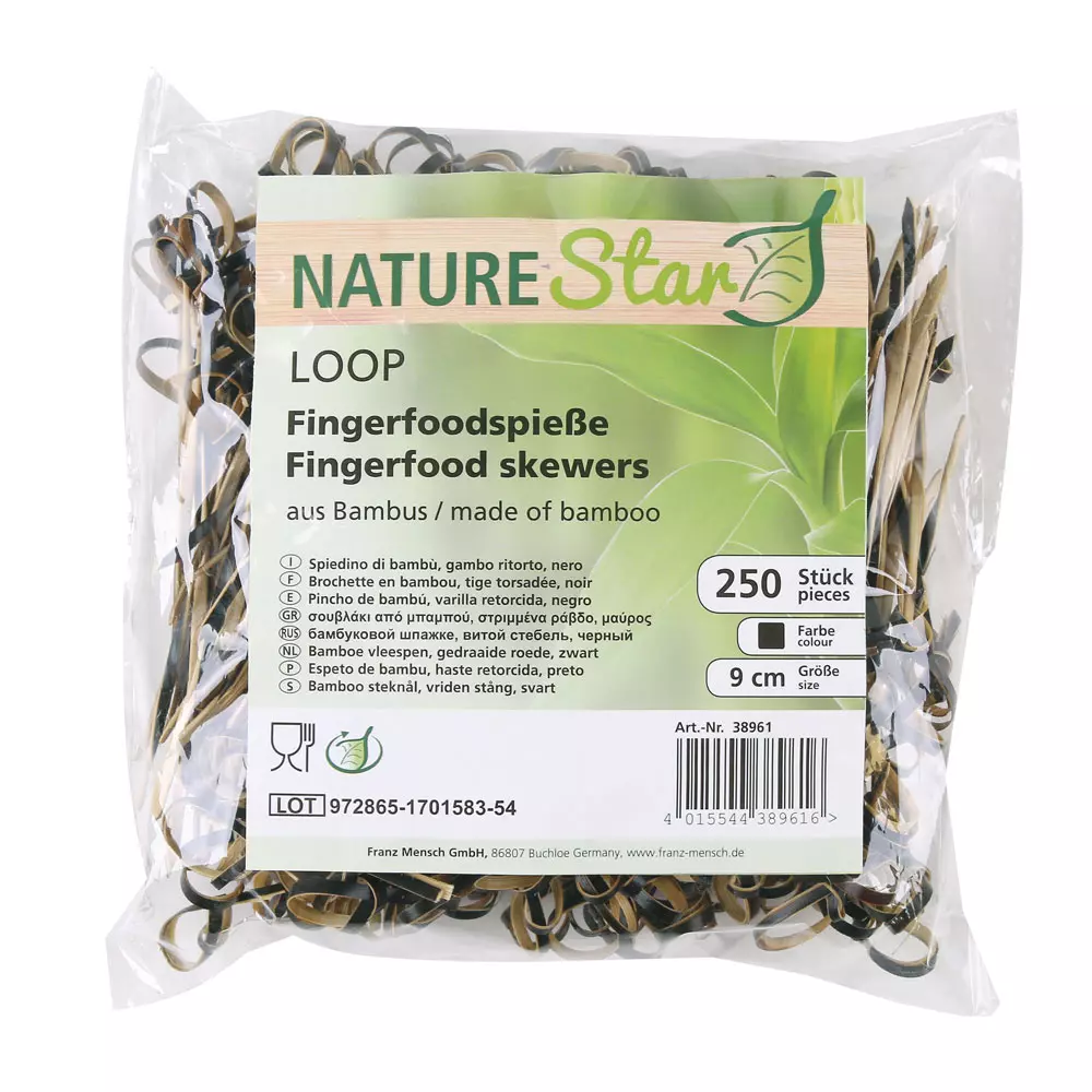 NATUREStar 38961, Loop Twist Organic Bamboo Fingerfood Skewers, 90 mm, Black, image 2