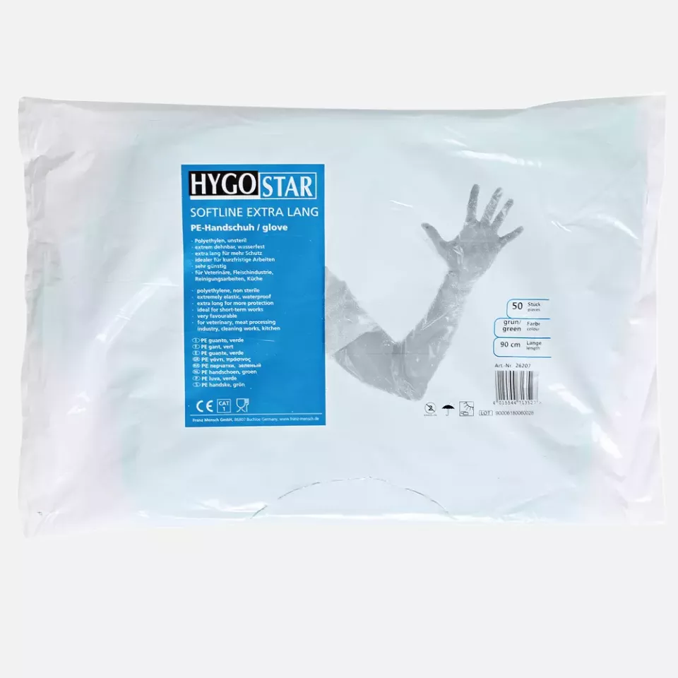 HygoStar 2620-VAR, Softline Long LDPE Gloves, Green, image 1, gallery thumbnail