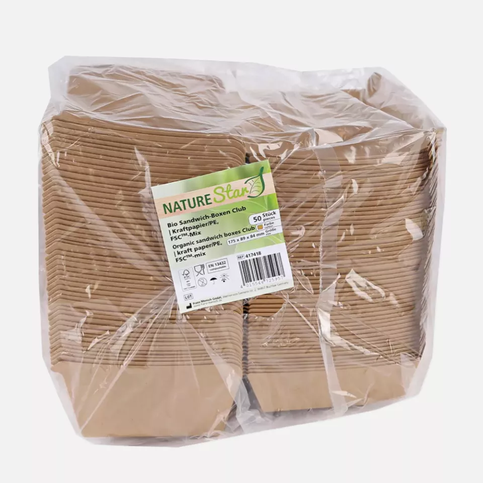 NATUREStar 417418, Club Organic Sandwich Boxes, 177 x 91 x 85 mm, Kraft Paper/PE, FSC®-Mix, image 6, gallery thumbnail