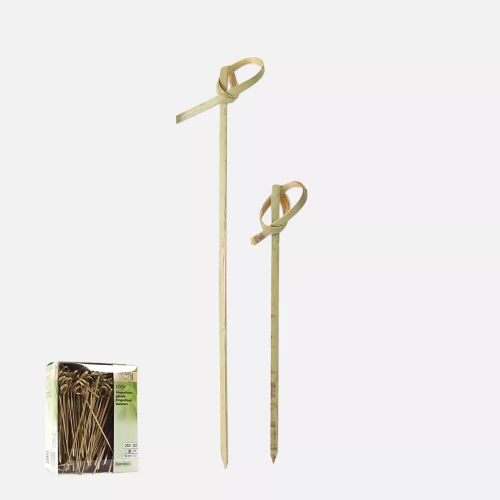 NATUREStar 389671, Loop Organic Bamboo Fingerfood Skewers, 120 mm, Natural, image 1