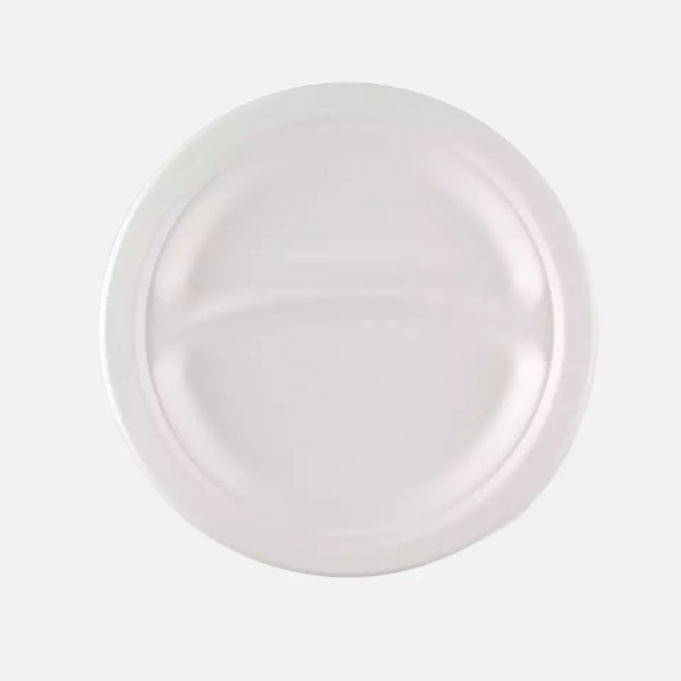 NATUREStar 41021, Organic Menu Plates, Ø 229 mm, Round, 2-Compartments, Bagasse, image 1, gallery thumbnail