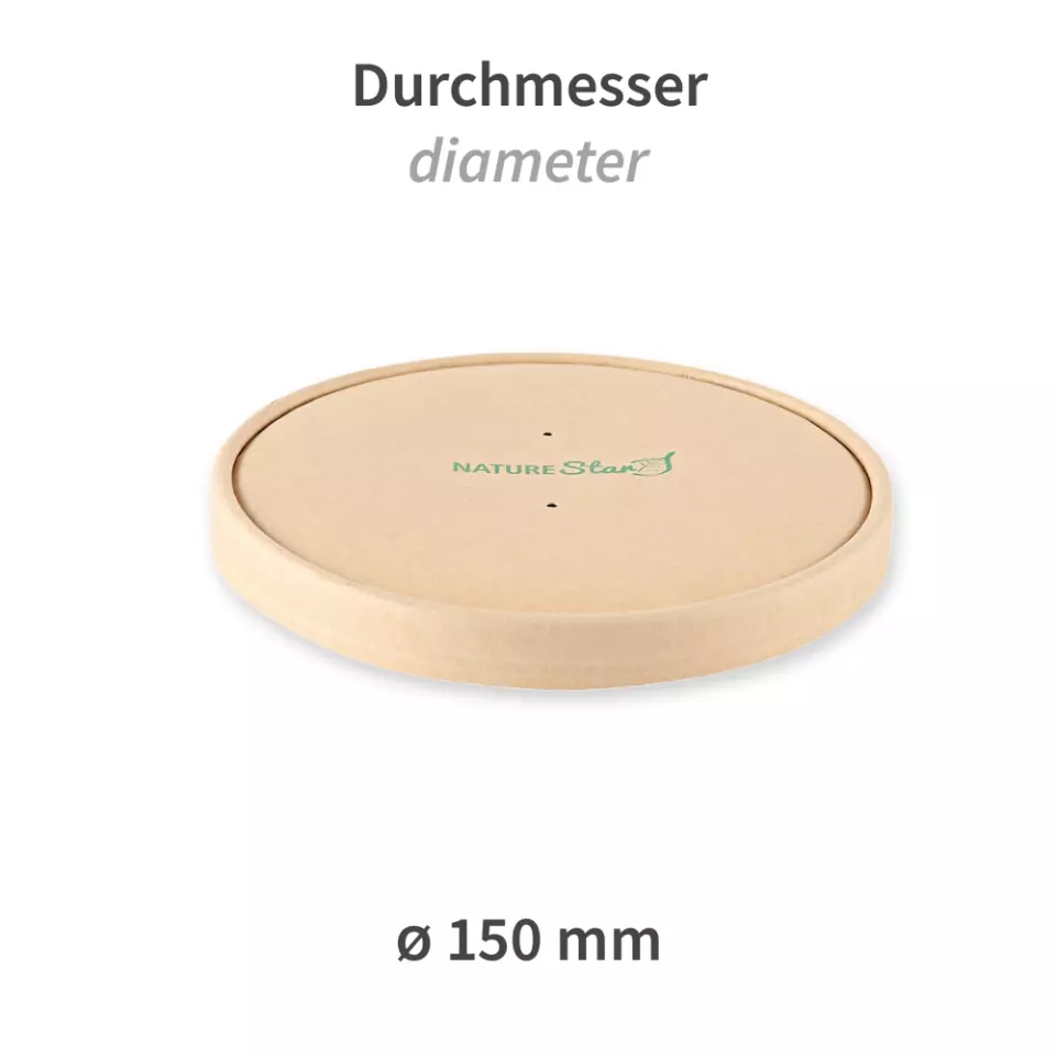 NATUREStar 416115, Organic Caesar Kraft Paper/PLA Lids, ø 150 mm, image 2, gallery thumbnail