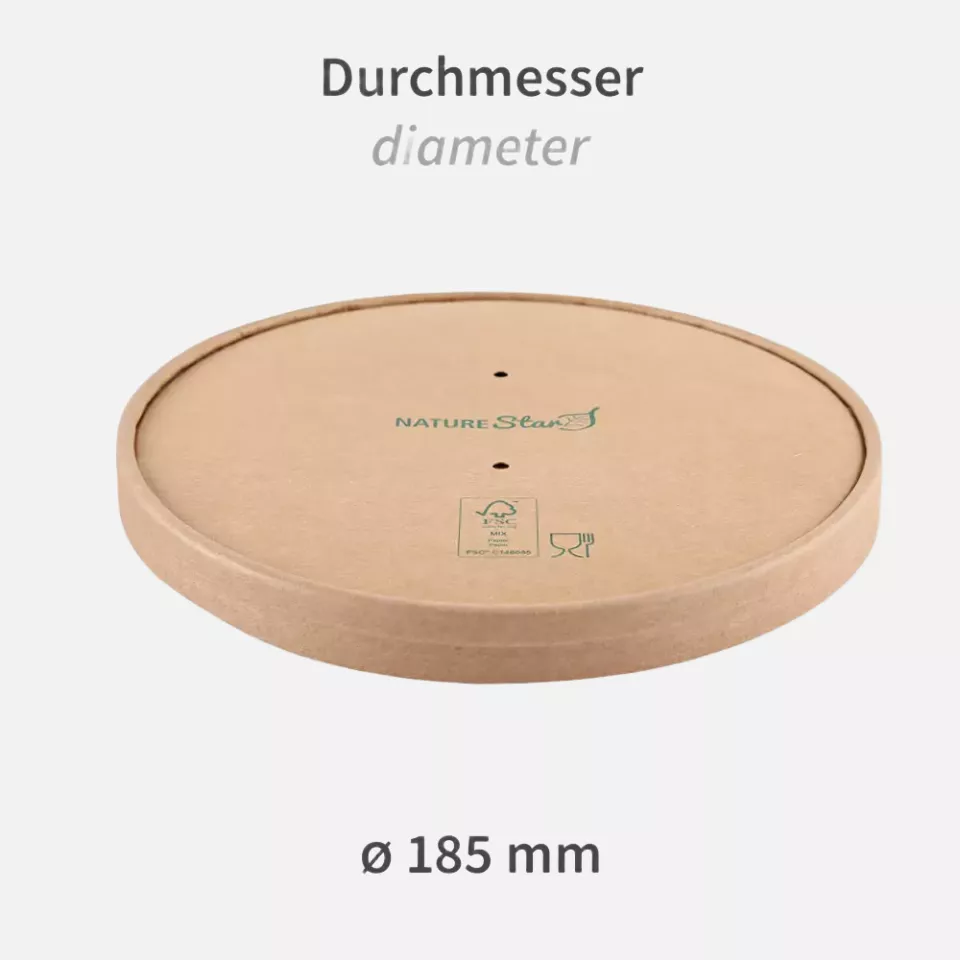 NATUREStar 417118, Caesar Organic Salad Bowl Lids, Kraft Paper/PE, FSC®-mix, ø 185 mm, image 2, gallery thumbnail