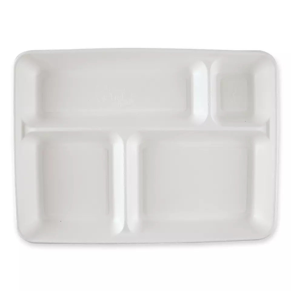 NATUREStar 411444, Organic Bagasse Menu Tray, 4-Compartments, 370 x 270 mm, Rectangular, image 2, gallery thumbnail