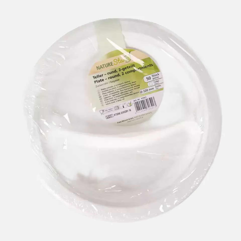 NATUREStar 41021, Organic Menu Plates, Ø 229 mm, Round, 2-Compartments, Bagasse, image 3, gallery thumbnail