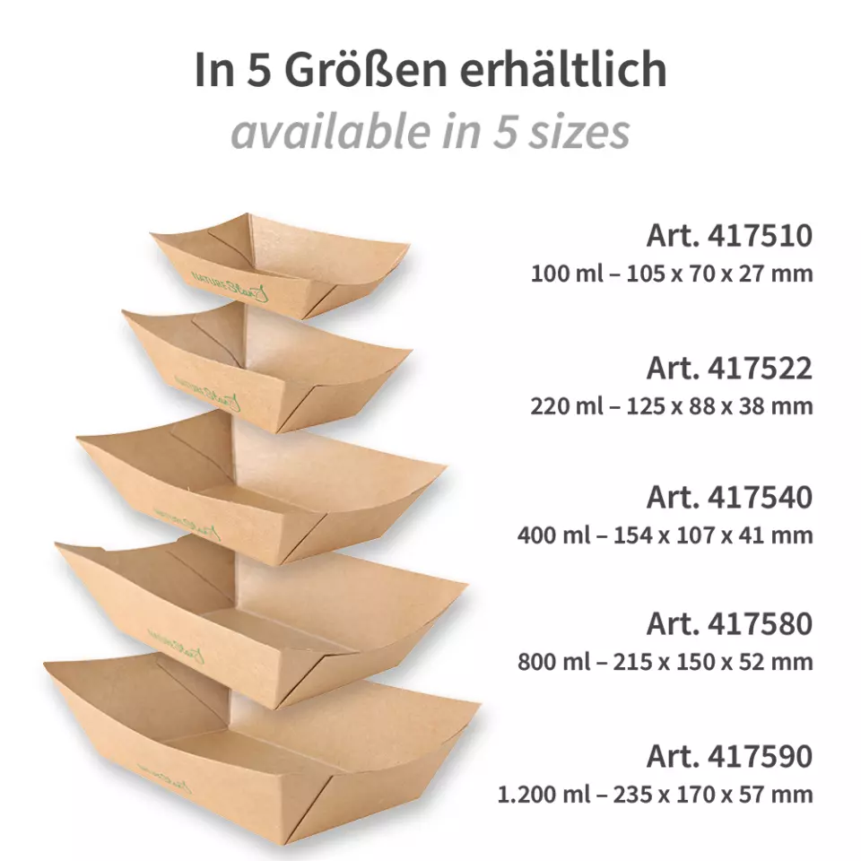 NATUREStar 417590, Tasty Organic Food Trays, 1200 ml, 224 x 140 x 58 mm, Kraft Paper/PE, FSC®-Mix, image 3, gallery thumbnail