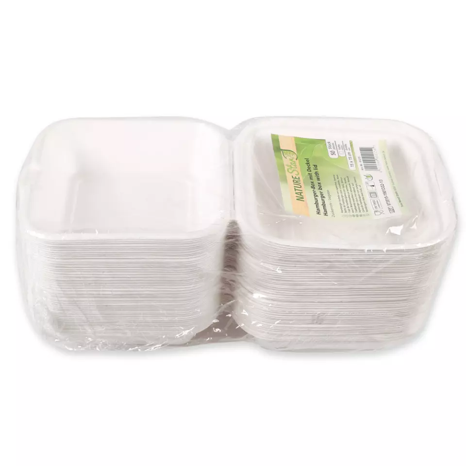 NATUREStar 41215, Organic Hinged Lid Bagasse Hamburger Boxes, 150 x 85 mm, image 6, gallery thumbnail