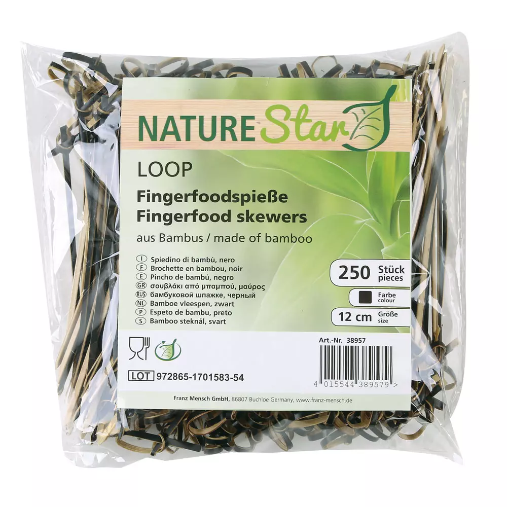 NATUREStar 38957, Organic Loop Bamboo Fingerfood Skewers, 120 mm, Black, image 5