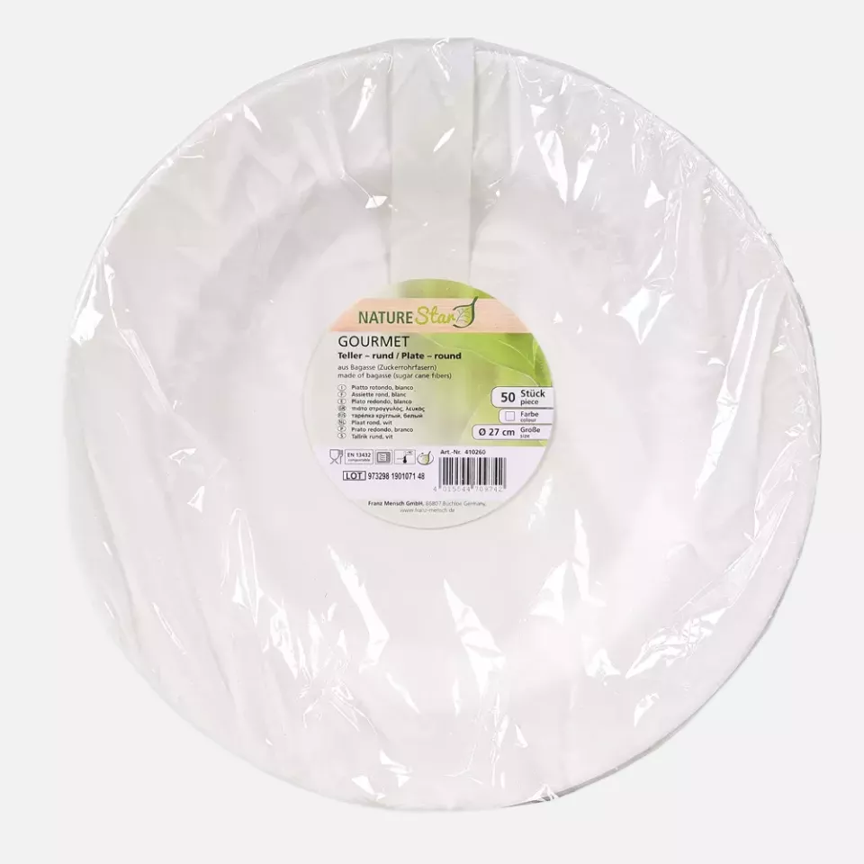 NATUREStar 410260, Gourmet Round Bagasse Plates, Ø 270 mm, image 3, gallery thumbnail