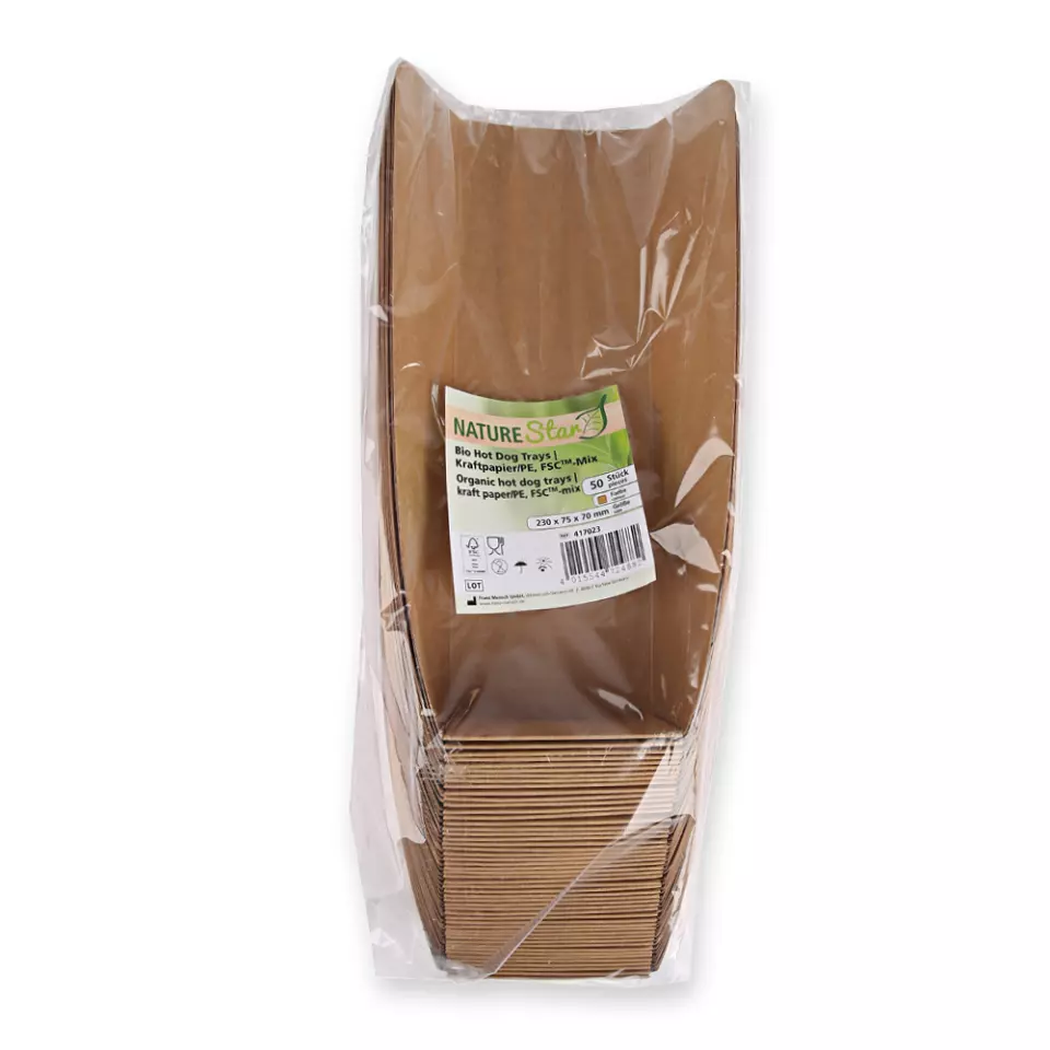 NATUREStar 417023, Organic Hot Dog Trays, 230 x 75 70 mm, Kraft Paper/PE, FSC®-Mix, image 5, gallery thumbnail