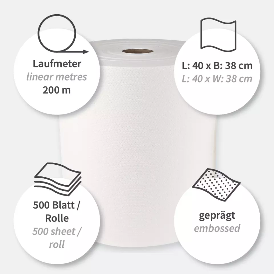 HygoClean 317410, Premium Airlaid Wiping Cloths, Roll, White, image 3, gallery thumbnail