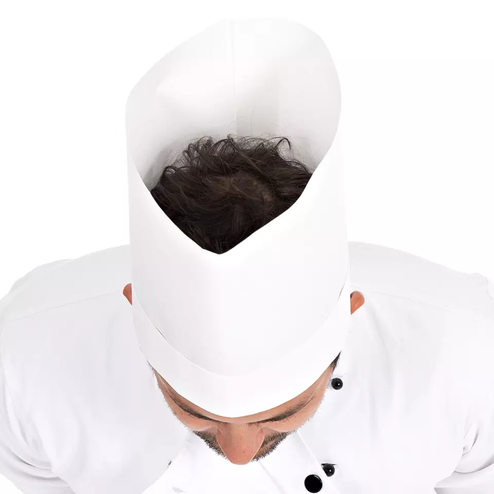 HygoStar 0990, Variable Exposed Special Crepe Paper Chef's Hats, 22 cm, White, image 4, gallery thumbnail