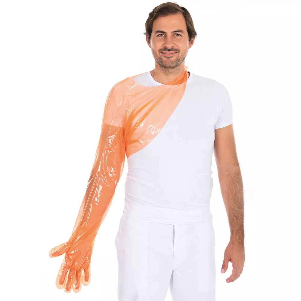 HygoStar 2622, Softline Extra Long LDPE Gloves, Orange, image 3