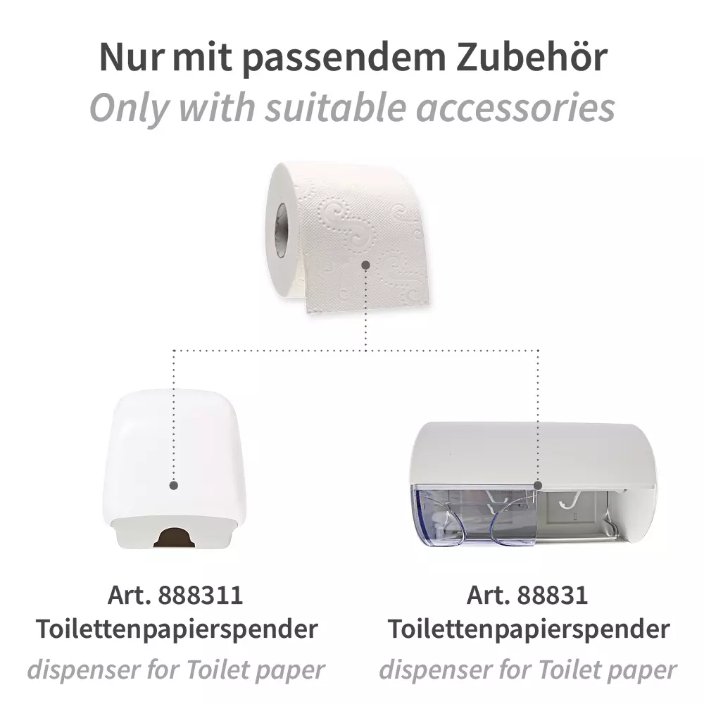 HygoClean 30423, 3-Ply Small Roll Cellulose Toilet Paper, White, image 4