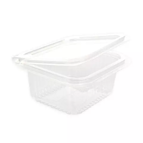 Franz Mensch PLA Deli & Salad Bowls, 370 ml, Organic, Rectangular, with Hinged Lid