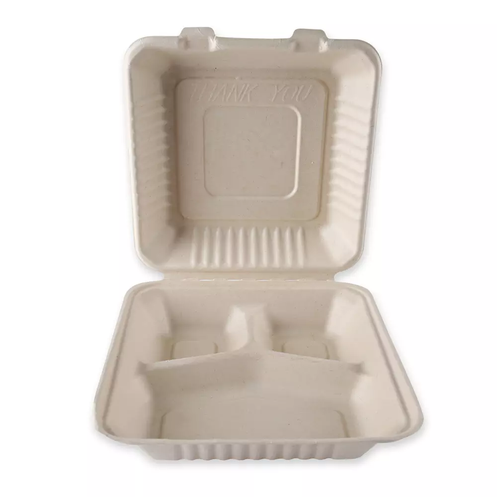 NATUREStar 412265, Bagasse Organic Menu Boxes, Hinged Lid, image 3